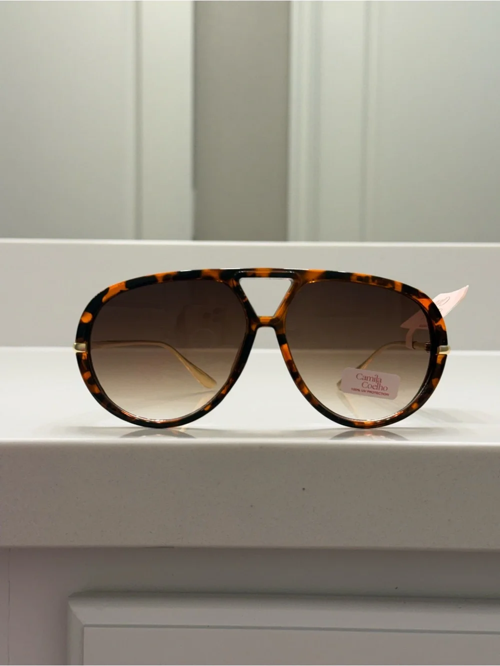 Camila Coelho Tortoiseshell Aviator Sunglasses with Brown Gradient Lenses NWT